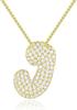 Stainless Steel Bubble Letter Initial Pendant Chunky Women Personality Jewelry Zircon Gold Plated Balloon 26 Letter Necklaces