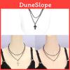Halloween Gothic Cross Necklace With Multilayer Alloy Chain For Men Women