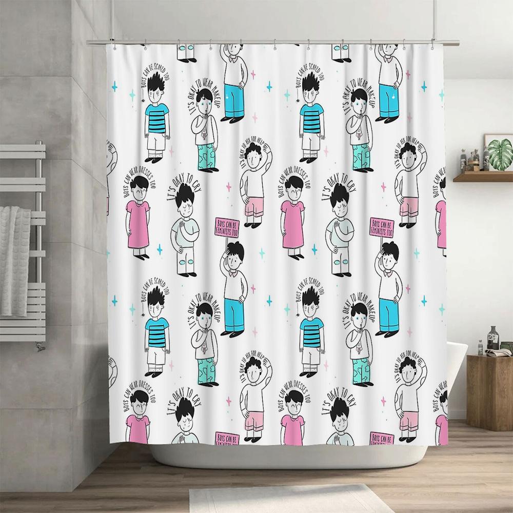 Shower Curtain Botanical Floral Pattern Bathroom Decor Waterproof Fabric Vintage Nature Themed Home Textile Simple Style Fresh A