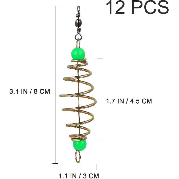 12PCS Luminous Carp Fishing Feeder, Bait Thrower, Fishing Feeder Bait Cage, Lures Cage Basket Minnow Baits