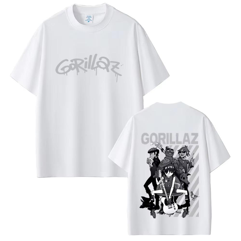 Limited Rock Band Gorillaz Print T-shirts Men Women Gothic Oversized Streetwear Men's Casual Vintage Short Sleeve Tshirt