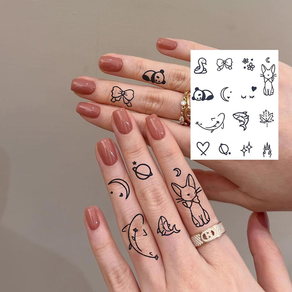 1 Hoja Mariposa Gato Ballena Tatuajes Temporales Para Mujeres Dedo Cuello, Pegatinas de Tatuaje Falso Larga Duración Realista Tatuaje Uso Diario