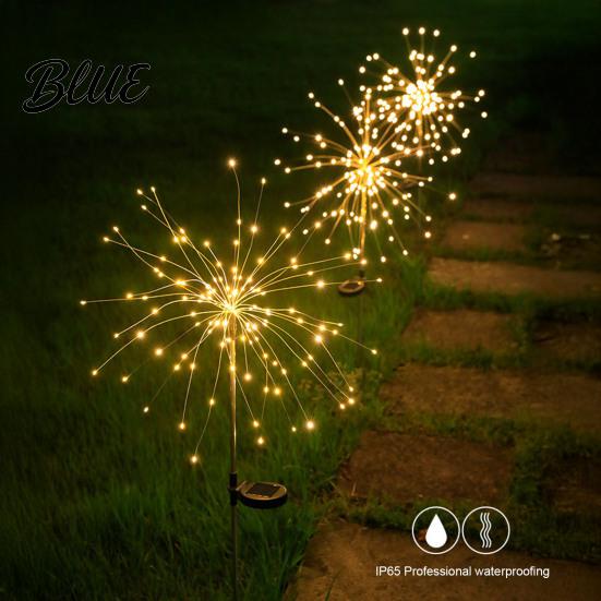 Modern Outdoor Mood Lighting Solar Garden Stake Light 200 LED Dandelion Firework-like Decorative Lights IP65 Waterproof Lamps Landscape with 8 Modes