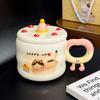 Cute Cat And Dog Ceramic Mug With Lid Creative Birthday Gift Cup Girl Heart Home Coffee Cup Souvenir