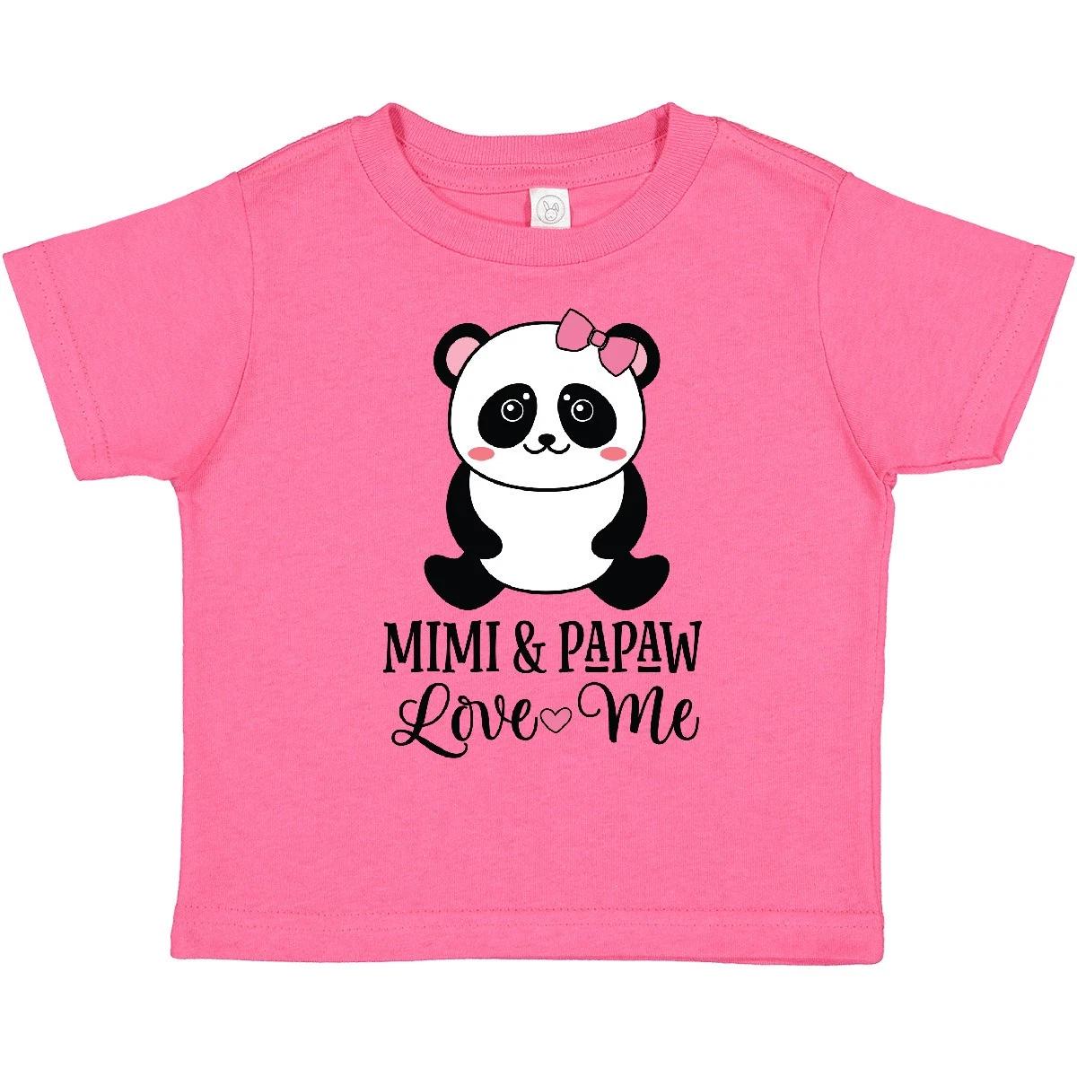 Inktastic Mimi And Papaw Love Me Girl Panda Toddler T-Shirt Grandkids From Child 150