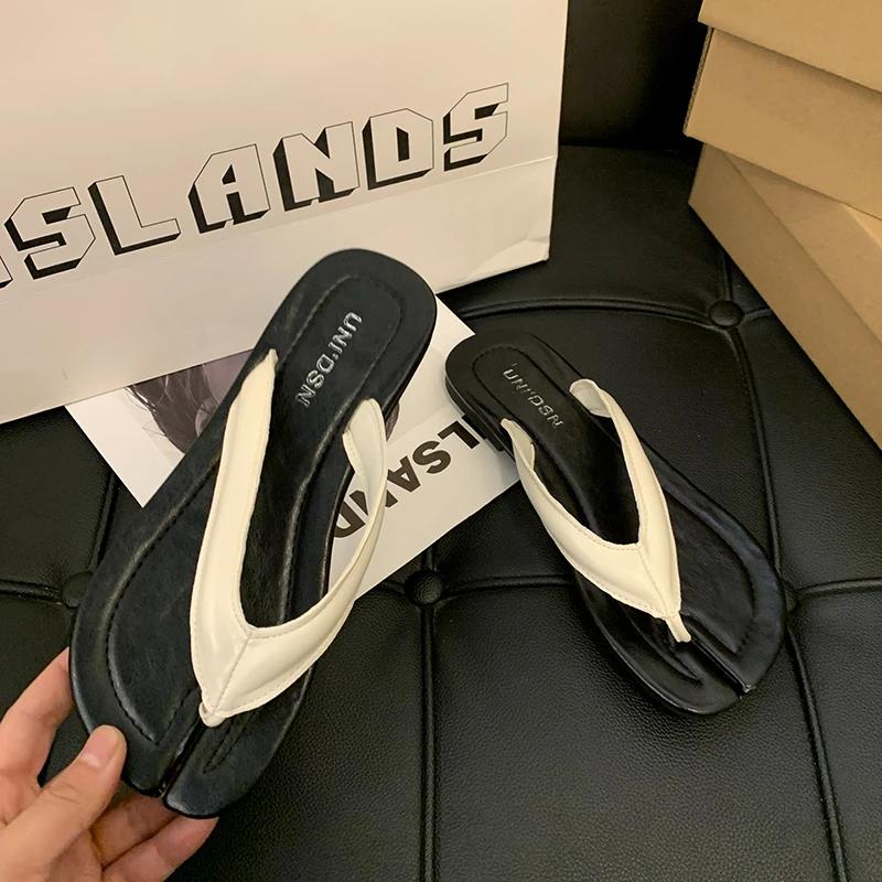2024 Fashion Tabi Ninja Slippers Women Summer Open Toe Split Toe Flat Heel Sandals Casual Outdoor Beach Slides Flip Flop Shoes