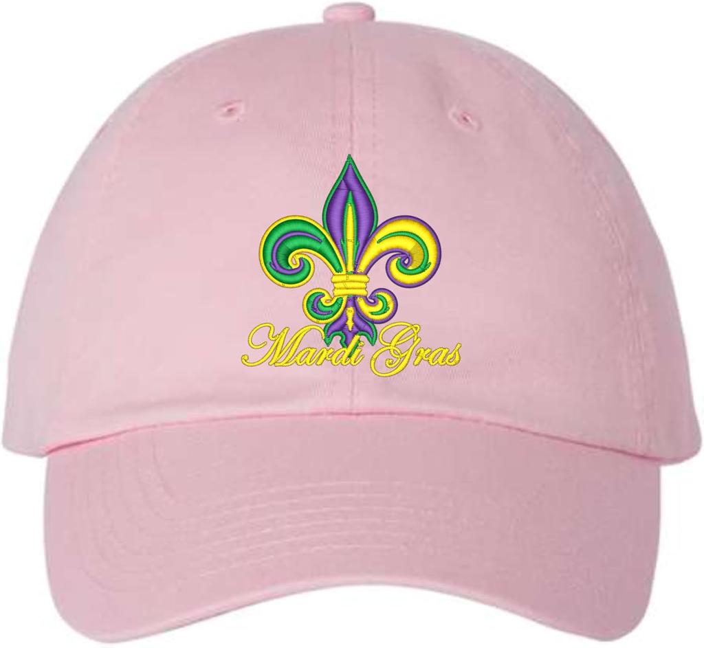 Mardi Gras Fleur De Lis Embroidered Baseball Cap Polyester Adjustable Casual Hat for Adults