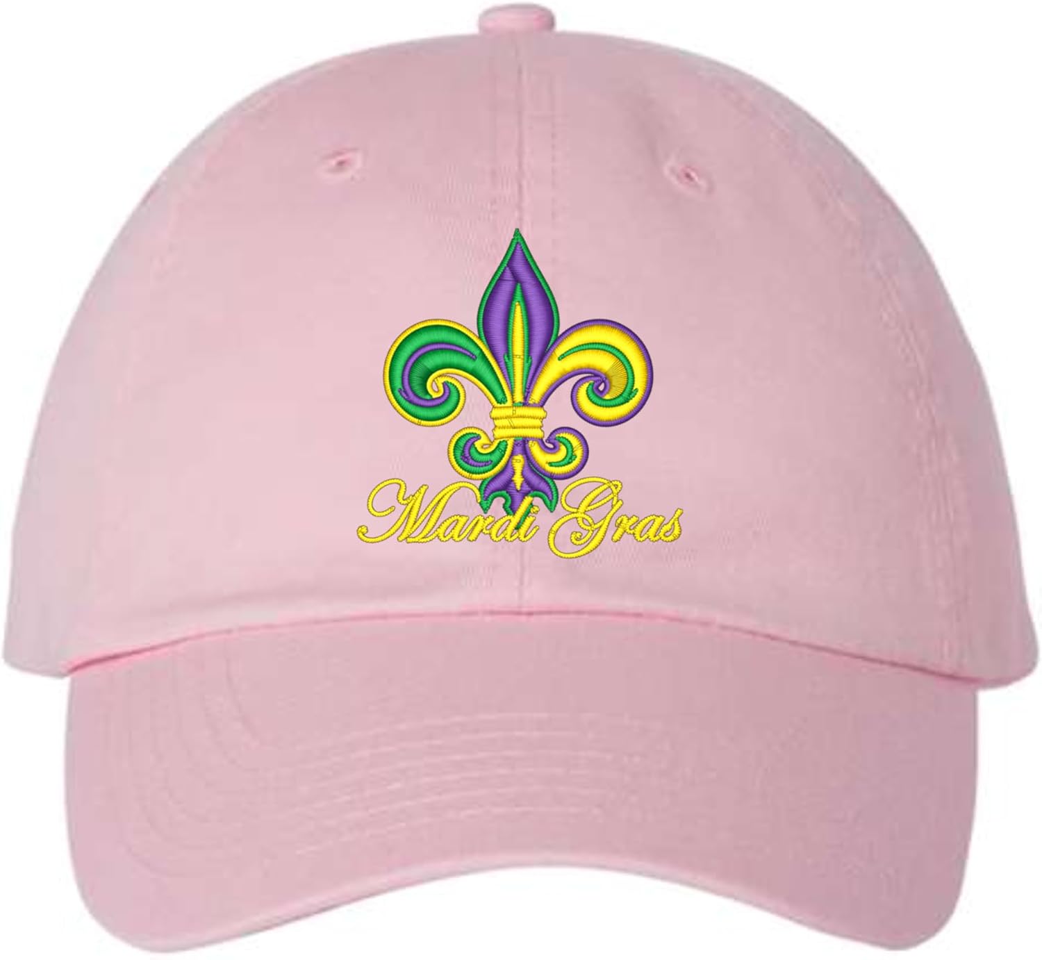 

Mardi Gras Fleur De Lis Embroidered Baseball Cap Polyester Adjustable Casual Hat for Adults One Size