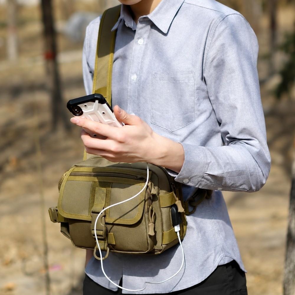 Waterproof Fishing Sling Pack Nylon Messenger Bag Durable Crossbody Sling Bag  For Fishing