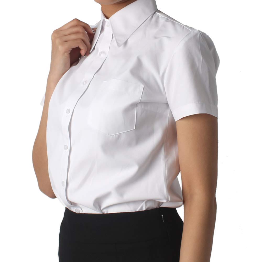 Blouse Casual Dress Shirt White Black Pink Blue Office OL Regular Skipper Long Sleeve LDS Short Sleeve White Size 13 Size [Blanche] Women's [Opaque