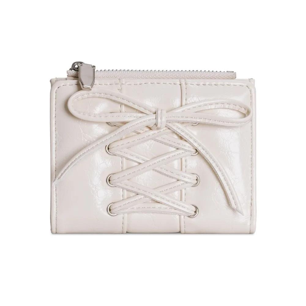 New Folding Coin Purse Portable Zipper Credit Card Holder Strap Bow Coin Pouch Women