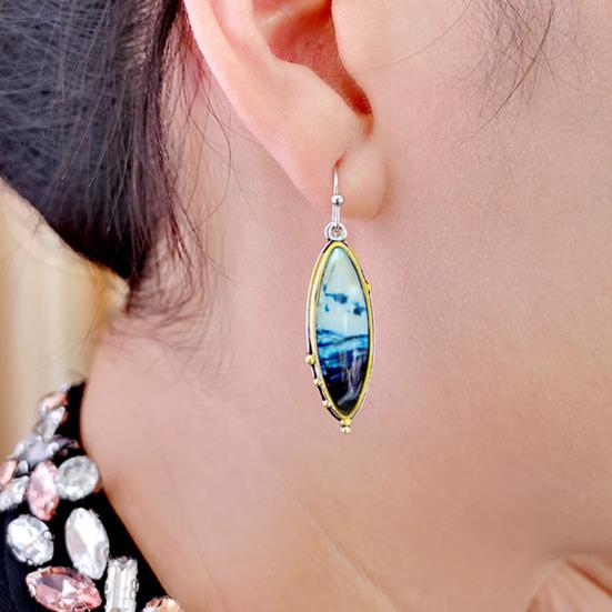 

1 пара висячих сережек для пирсинга уникальной формы, очаровательный подарок, крючок из искусственного опала с узором океана