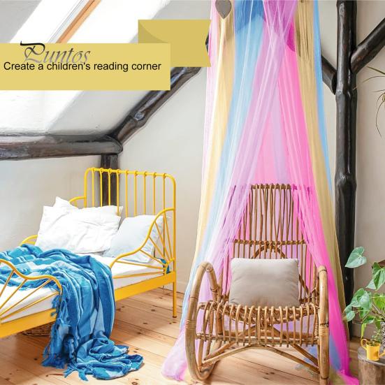 Sleep Protection Net Single Door Mosquito Bed Canopy Rainbow Color Design Mesh Dreamy Breathable Easy to Install Fully Enclosed Anti-mosquito