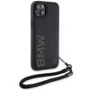 BMW Bmhcp15S23Rmrlk Iphone 15 / 14 / 13 6.1 Czarny/Black Hardcase Skóra Sygnowana Logotyp Sznurek