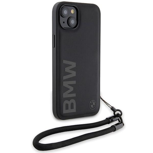 BMW Bmhcp15S23Rmrlk Iphone 15 / 14 / 13 6.1 Czarny/Black Hardcase Skóra Sygnowana Logotyp Sznurek