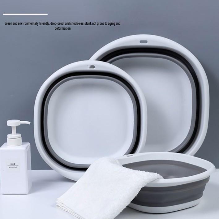 Large Foldable Silicone Basin: Multipurpose for Vegetables, Face, Feet, & More. Ideal for Dorms.