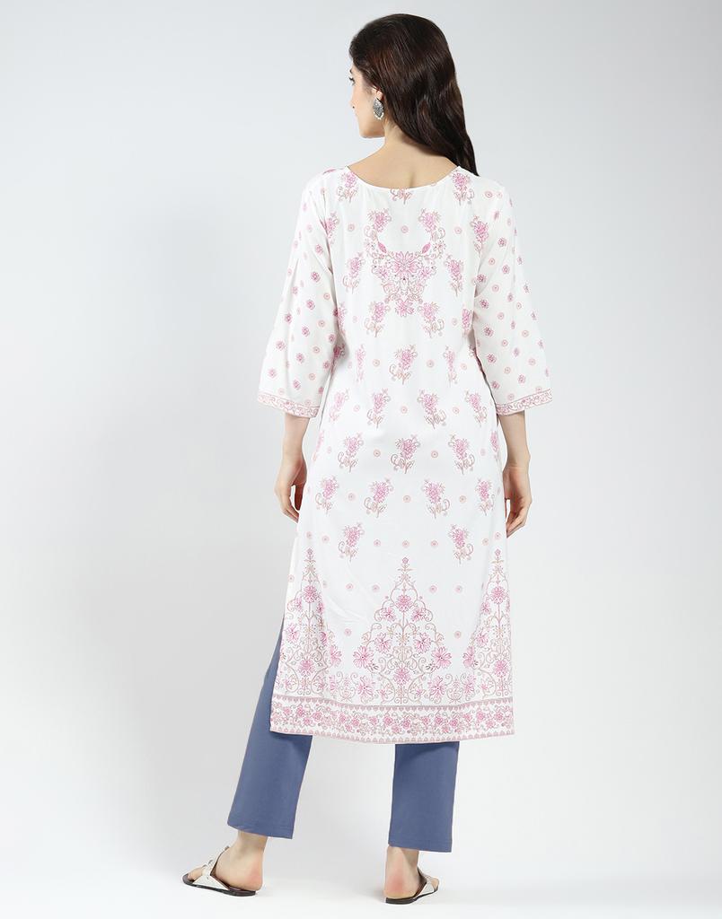 Monte Carlo Women's Regular Fit 3/4 Sleeve Printed Kurti