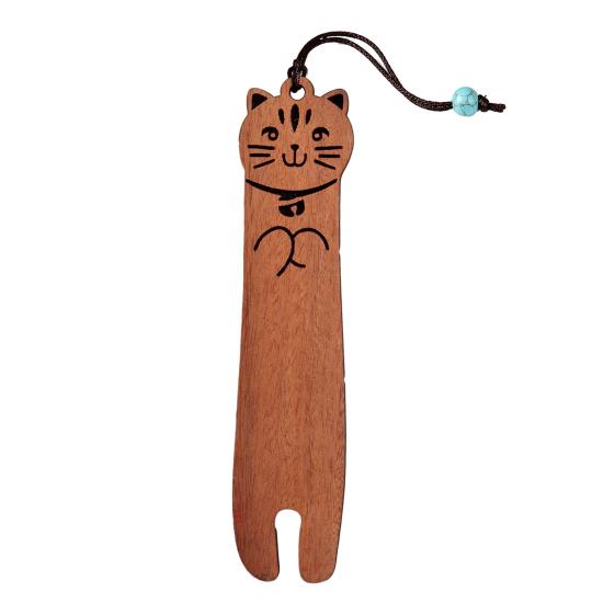 Non-damaging Bookmark Wooden Cartoon Cat Bookmarks for Book Lovers, Natural Wood Marker, Cute Rosewood Kitten Art Craft Bookmark, Vintage A