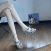 Blue Bow Sandals Women's 2025 New Summer with Skirt Straps Stiletto Beautiful High Heels Cool Slippers