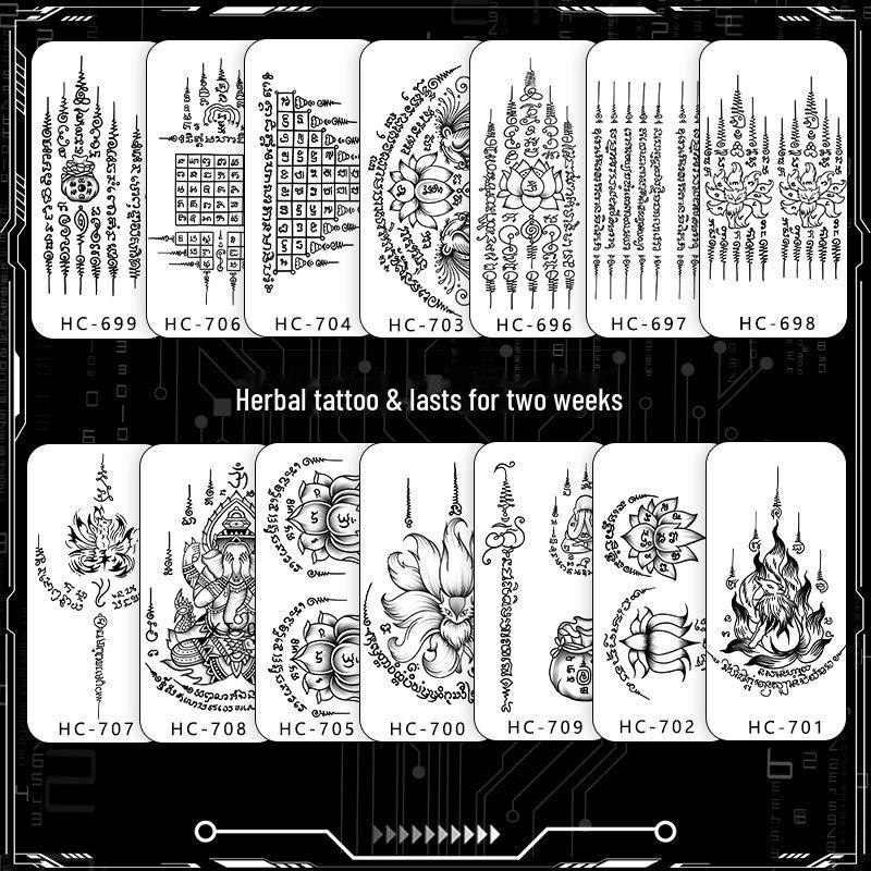 Thai bibel halvarm tatoveringsklistremerker: 14 stiler, vanntett og langvarig urtebasert design for menn.