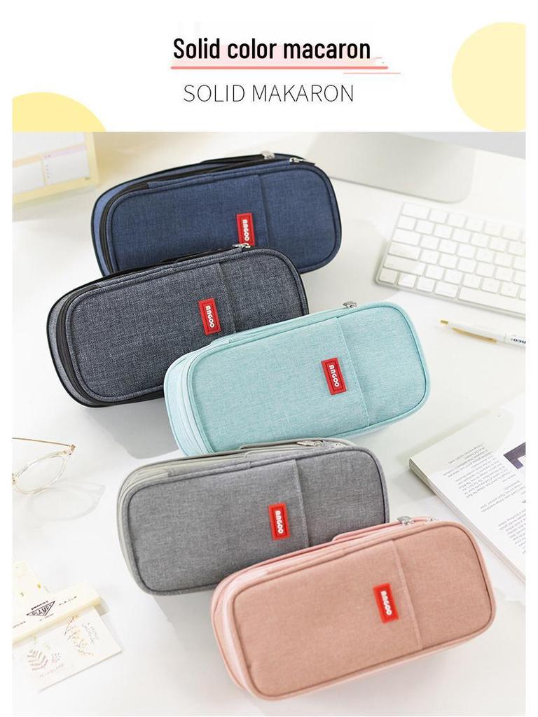 Double Layer Oxford Pencil Case: Large Capacity Multi-hole Art Sketching Storage Bag for Students