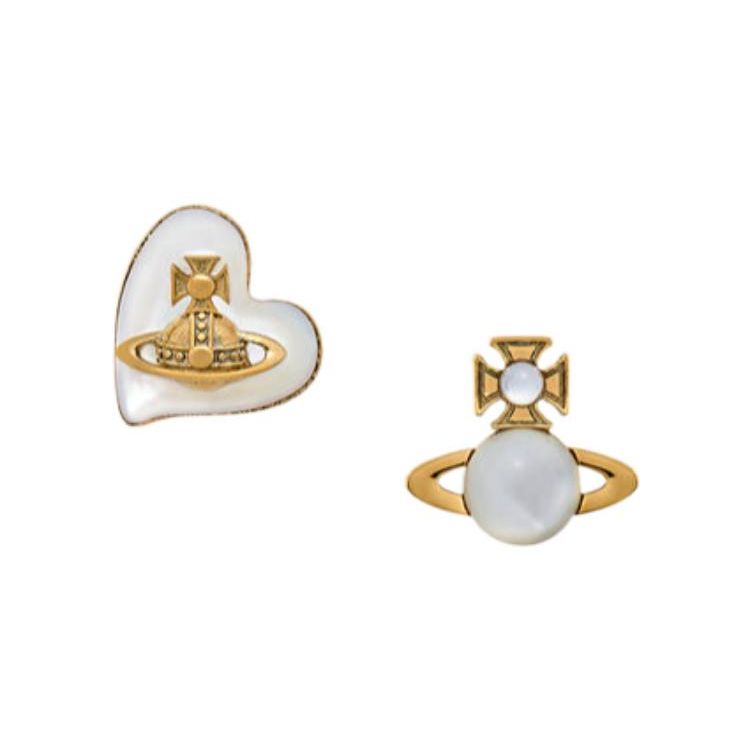 

Vivienne Westwood Heart Shaped Saturn Thomasina Earrings Women earrings Brass White 6201034302R273R273 Box+Shopping Bag