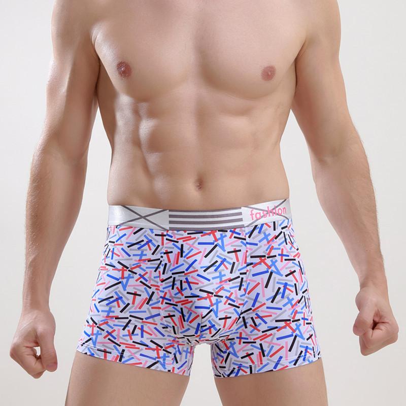 New Men's Ice Silk Printing Flat Corner Panties Sexy Ultra-thin Breathable Four Corner Shorts Head