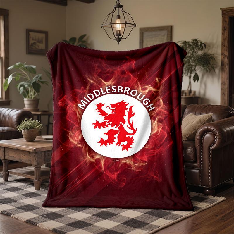 Middlesbrough Theme Fleece Blanket Cozy Soft Plush Blanket For Bedroom Couch Travel