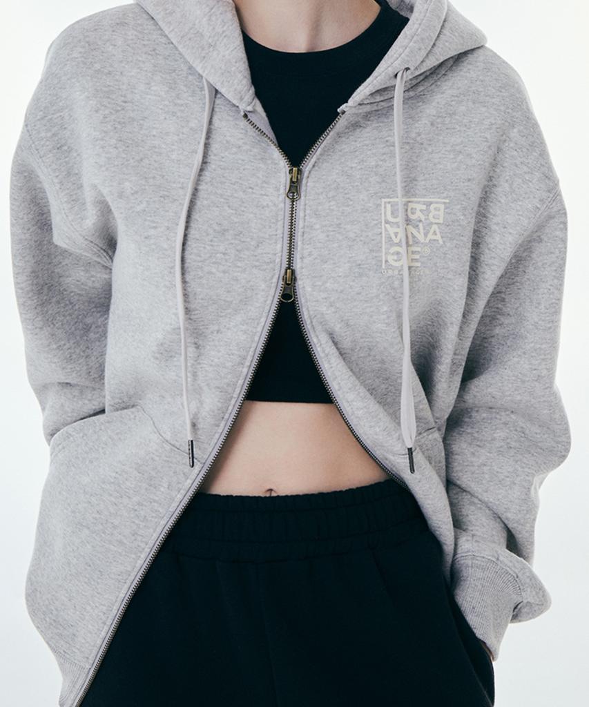Urbanage Logo Print Zip-Up Hoodie In Melange