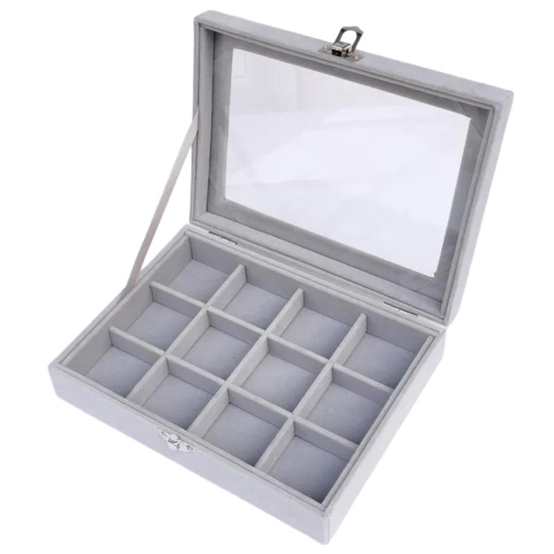 Compact Jewelry Case Display Rack Stylish Jewellery Organizer with Glass Lid Convenient Jewelry Storage Box for Travel