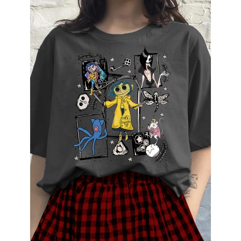 Women's Casual Round Neck Portrait Printed Polyester Fiber T-Shirt Fashion Street Oversized Short-Sleeved Summer Ladies Clothing