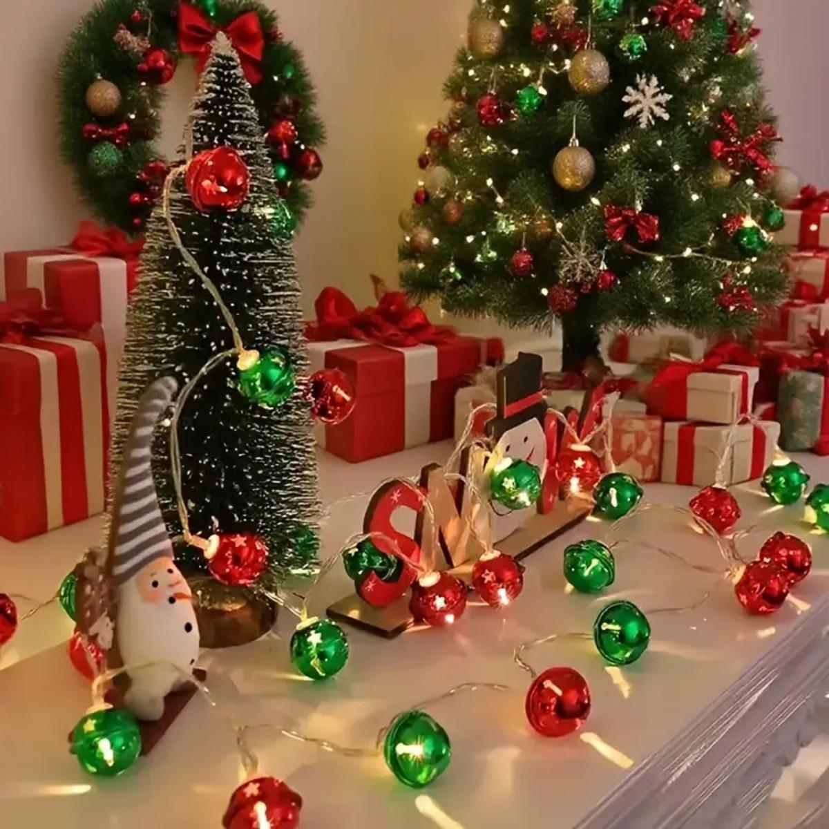 

1pc 10/20/30 LED Christmas Bell String Lights Battery Powered Fairy Light Suitable For Wedding Birthday Christmas Holiday Decor 1.5M10LED теплый белый