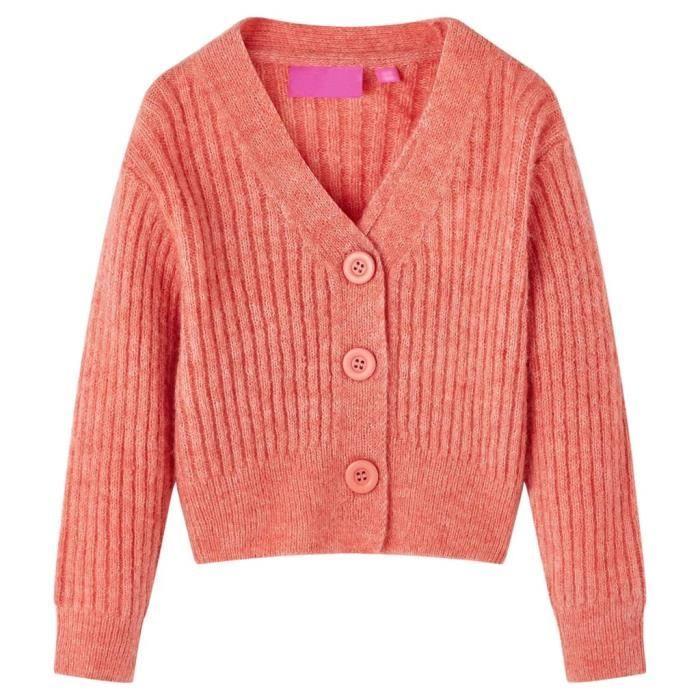 Cardigan tricoté pour enfants rose moyen 5 dimensions disponibles