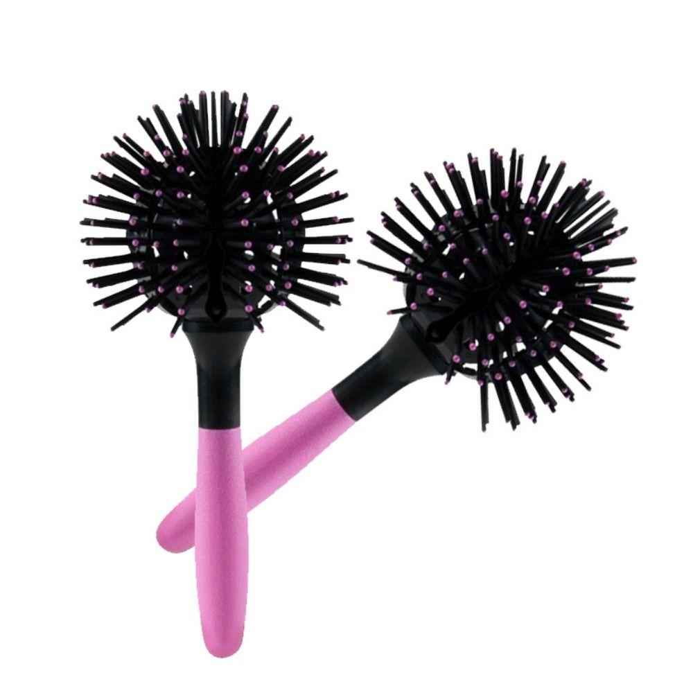 Pink 360 Degree Ball Hairbrush Plastic Round Curly Hair Comb 3D Round Hair Brushes Comb  Make Up