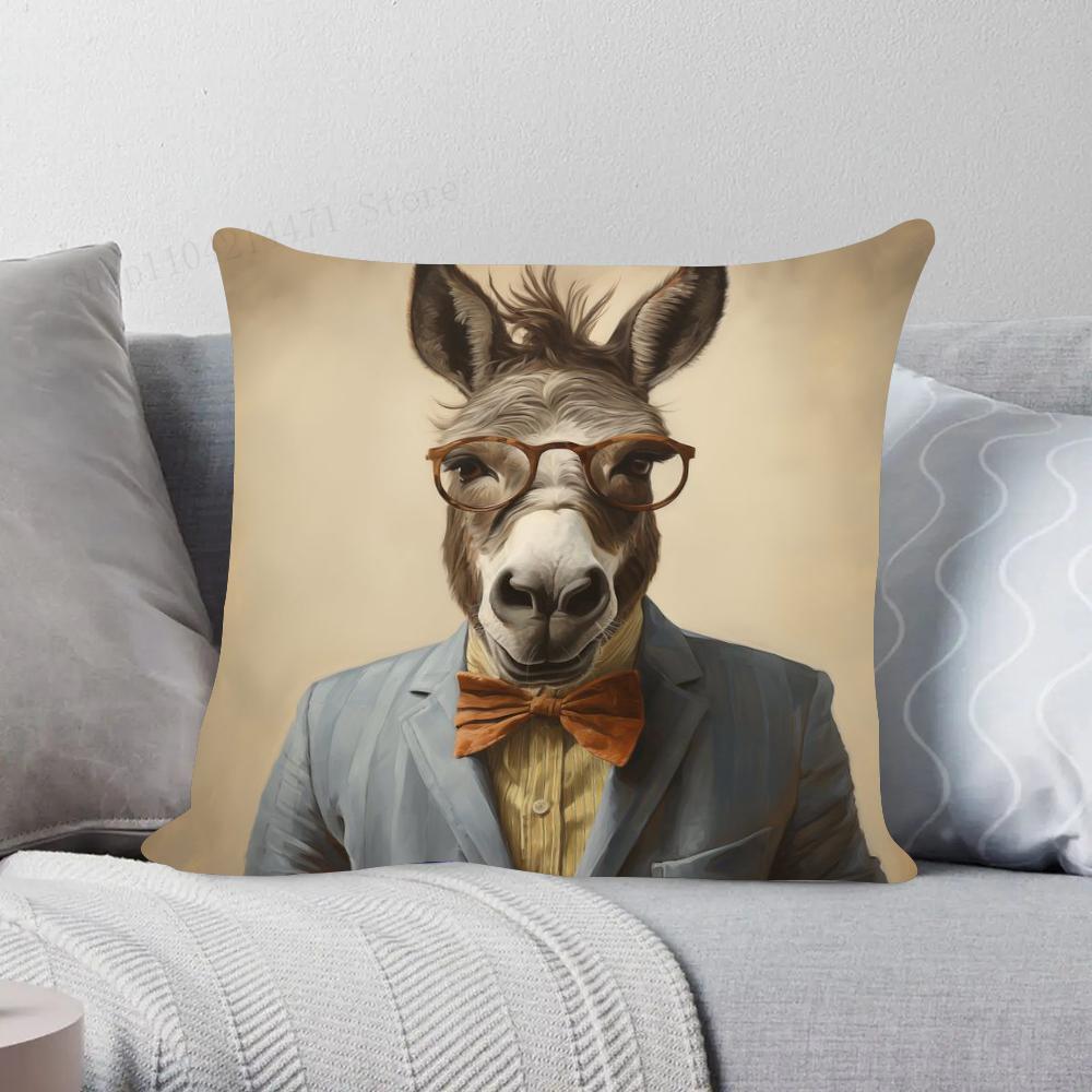 1 Stück Abstrakt Lustiges Tier Esel Kissenbezug Quadrat Schlafzimmer Sofa Freizeit Komfort Kissen Auto Wohnzimmer Heimdekoration