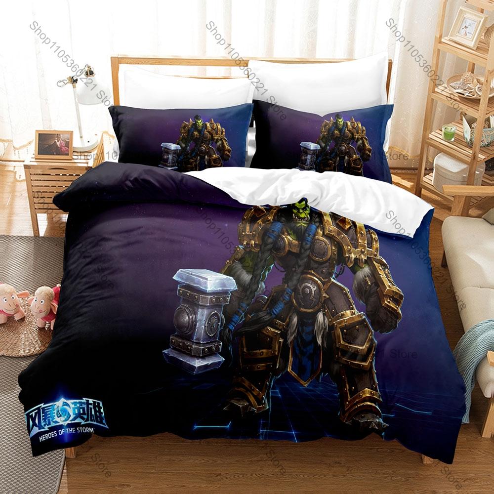 Classic Blizzard Crossover MOBA Heroes of the Storm 3PCS Bedding Duvet Cover + 2 Pillowcases Multiverse Gamer Quilt Set