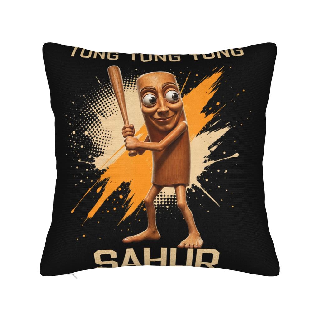 Tung Tung Tung Sahur chasing Tralalero Tralala Pillow Case Graphic Pillow Cover For Living Room Sofa Funny Pillowcases