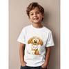 European Size Boys Round-neck Short-sleeved T-shirt with Dog and Cat Pattern Print