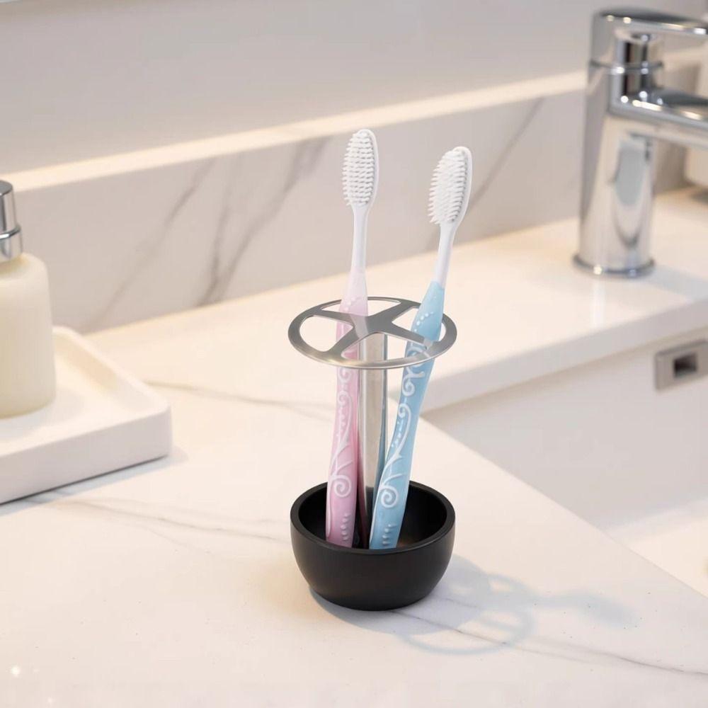 Hollow Out Design Toothbrush Holder Stainless Steel Cosmetic Brush Storage Rack Bathroom