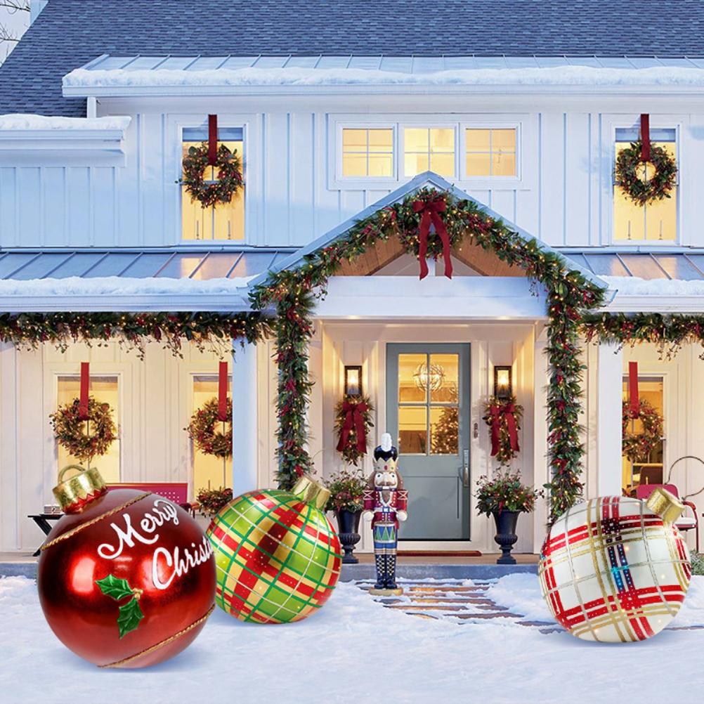 23.6 Inch Christmas Ball Christmas Indoor Outdoor Crafts Decoration PVC Inflatable Ball Family Christmas Holiday Party Ball