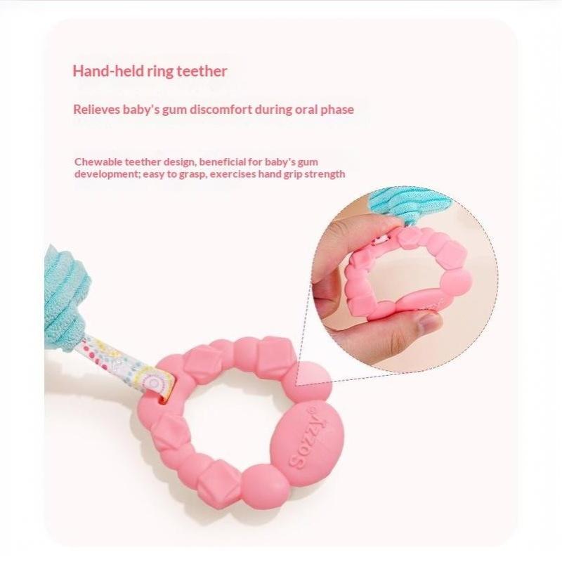 Toddler Sensory Musical Plush Animal Toys With Rattles Crinkle Bell Teething Toy for Infant Car Seat Travel