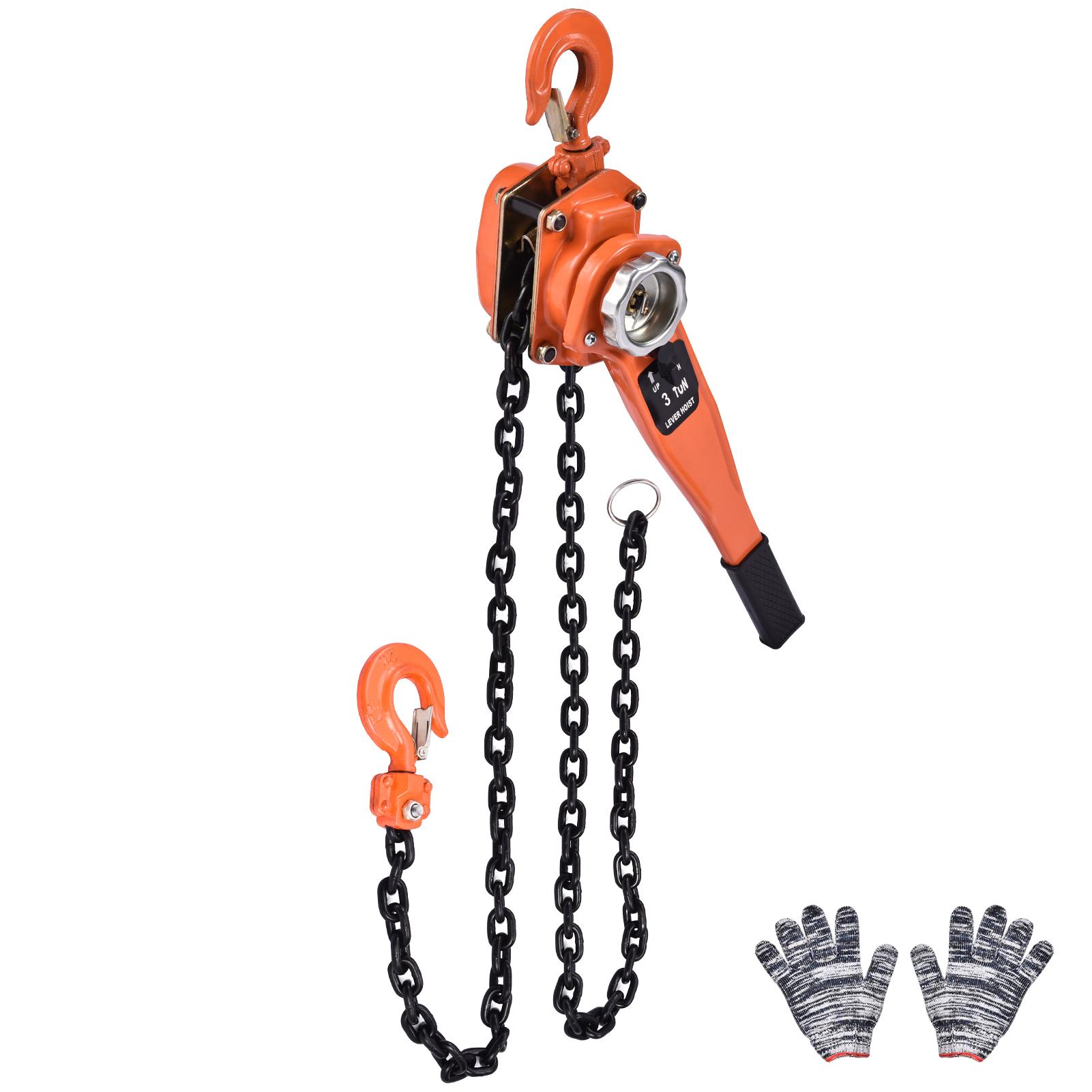 

3 Ton/6000 Lbs Hand Chain Hoist Heavy Duty Garage Hoist Anti-Slip Steel Ratchet Lever Hoist With Hook For Garage Workshop