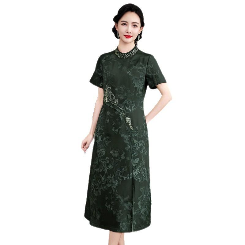Red Butterfly Fragrant Cloud Yarn Dress Medium Jacquard Silk Skirt Embroidered Women's Cheongsam Skirt