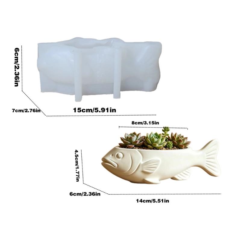 Flexible Sea Bass Flowerpot Mould with Head, Tail, and Body Relief, Repeat-Use Craft Tool for Decorative Projects with Three Casting Media