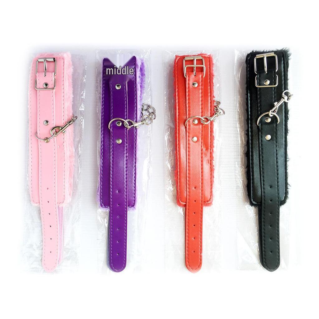 Glossy PU Leather Handcuffs/Anklets - Adult Couples Toy