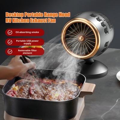 Portable Range Hood USB Powered 3-Speed Suction Fan Detachable Filter Desktop Kitchen Extractor Fan