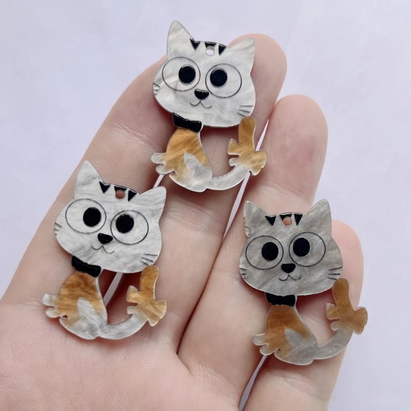 6 pieces mix kawaii  cute cat flat embellish diy jewelry necklace embellish Pendant hair accessories