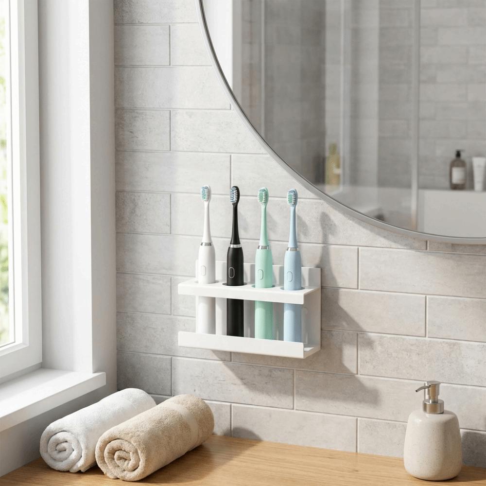 Wall Mounted Electric Toothbrush Stand Space Saving Storage Rack for Bathroom