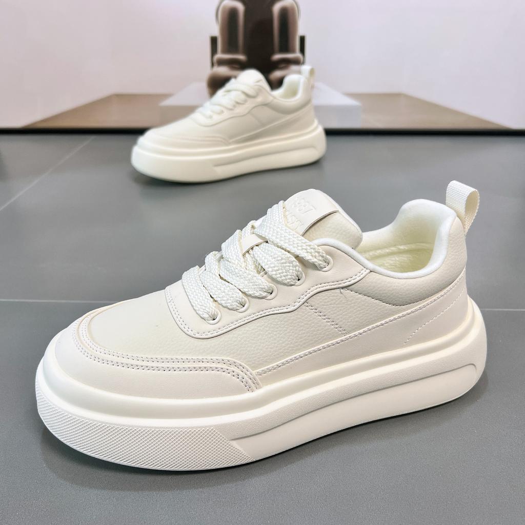 Leather men's shoes 2026 winter velvet thick soles increase height versatile student sports and leisure shoes retro board shoes cotton shoes tide