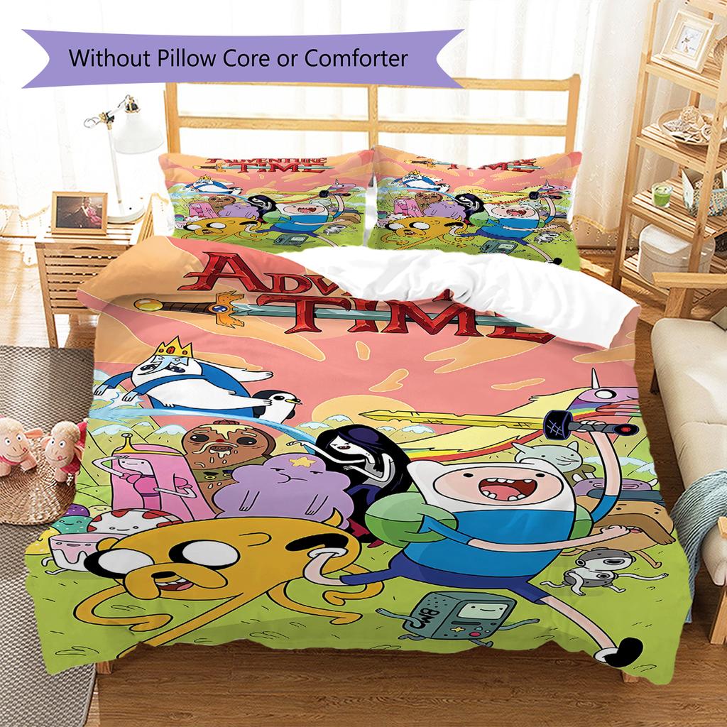 Adventure Time Pattern Bedding,Quilt Set Quilt Cover Pillowcase Home Decoration Birthday Gift (1 * duvet cover + 2 * pillowcase, without core)